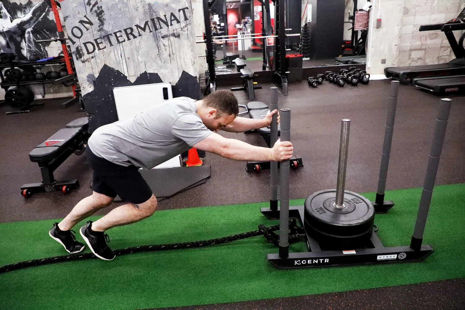 Sled push training at UFC Gym Ogikubo